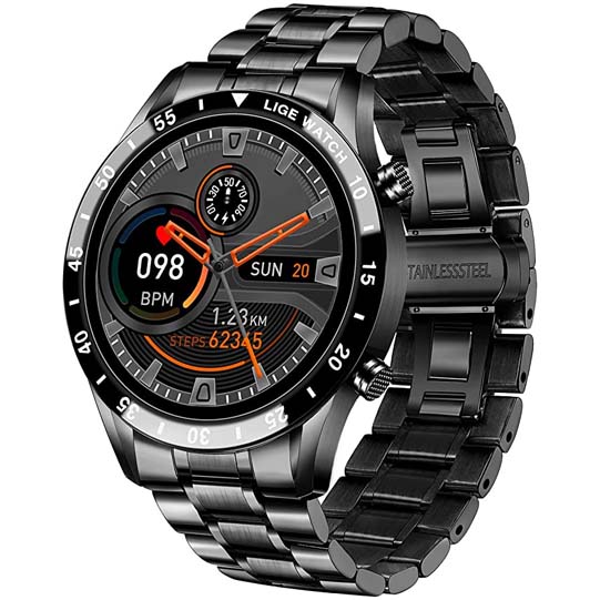LIGE Smart Watch for Android iOS, Bluetooth Call Information Reminder Stainless Steel Fitness Tracker LIGE Smart Watch for Android iOS, Bluetooth Call Information Reminder Stainless Steel Fitness Tracker